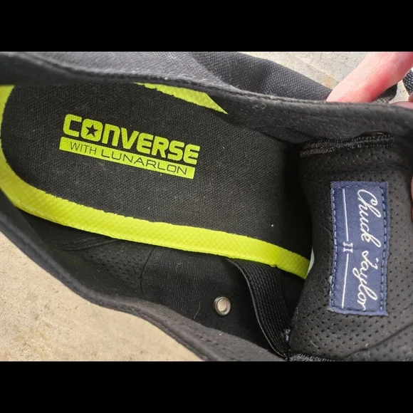 Converse Men's Black Canvas Sneakers with Neon Accents - Picture 4 of 5